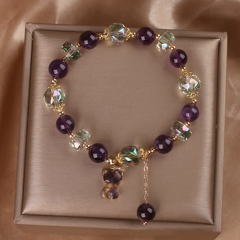 Bracelet de méditation en cristal blanc améthyste de Buddha Stones