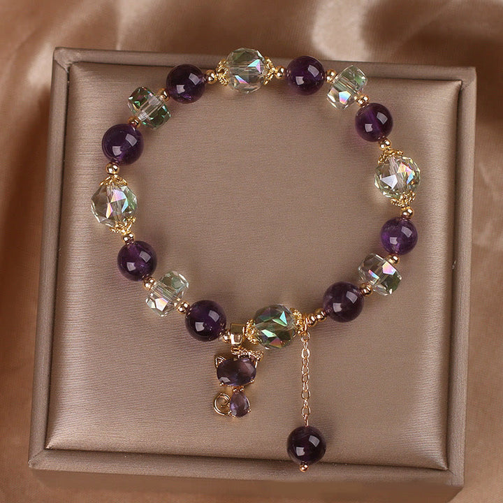 Bracelet de méditation en cristal blanc améthyste de Buddha Stones