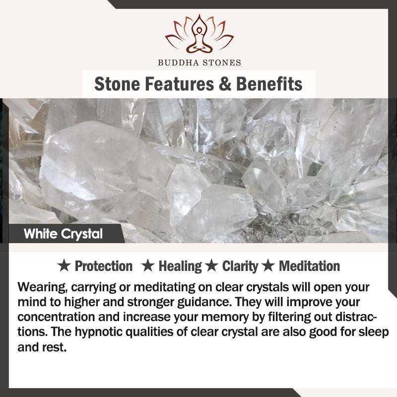 Bracelet de méditation en cristal blanc améthyste de Buddha Stones