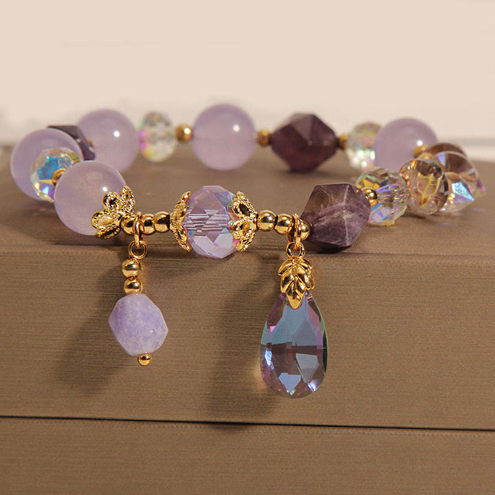 Bracelet de méditation en forme de goutte de cristal blanc améthyste de Buddha Stones