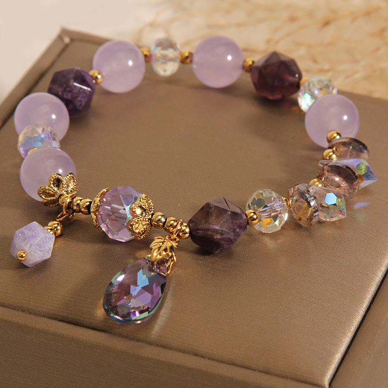 Bracelet de méditation en forme de goutte de cristal blanc améthyste de Buddha Stones