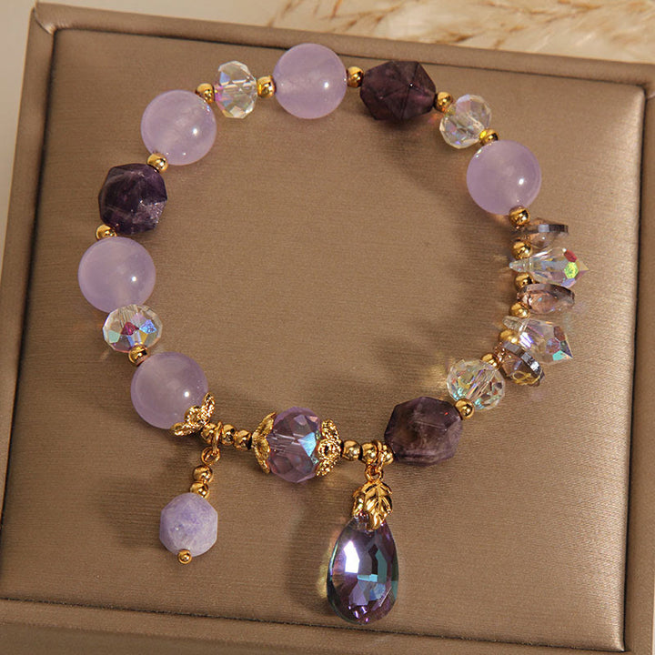 Bracelet de méditation en forme de goutte de cristal blanc améthyste de Buddha Stones