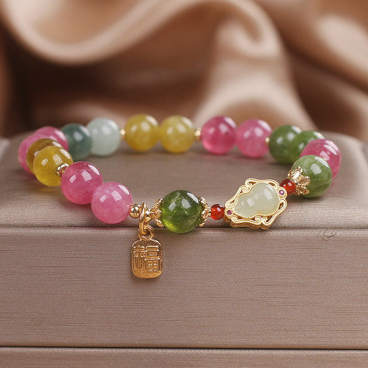 Bracelet d'amour avec personnage Fu et tourmaline Buddha Stones