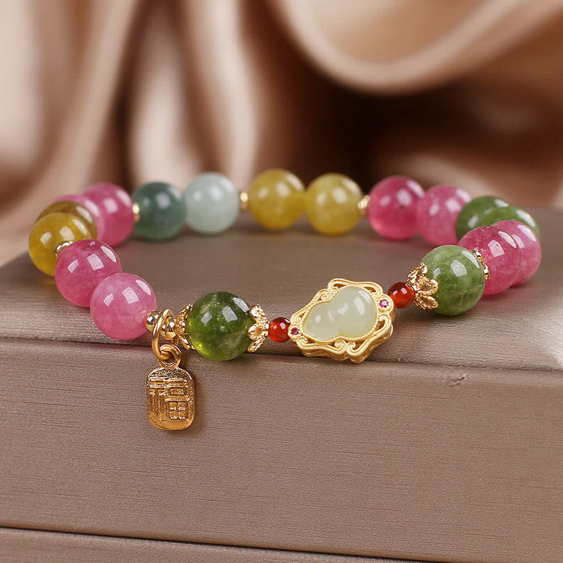 Bracelet d'amour avec personnage Fu et tourmaline Buddha Stones