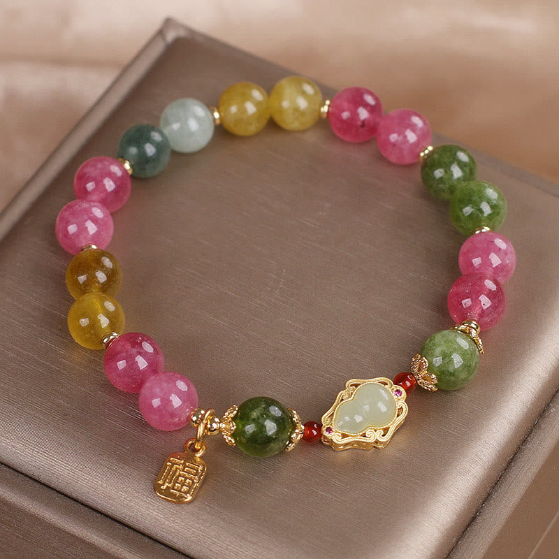 Bracelet d'amour avec personnage Fu et tourmaline Buddha Stones