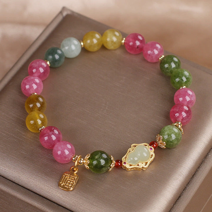 Bracelet d'amour avec personnage Fu et tourmaline Buddha Stones
