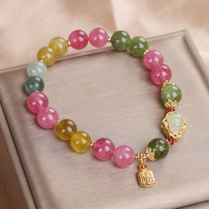 Bracelet d'amour avec personnage Fu et tourmaline Buddha Stones