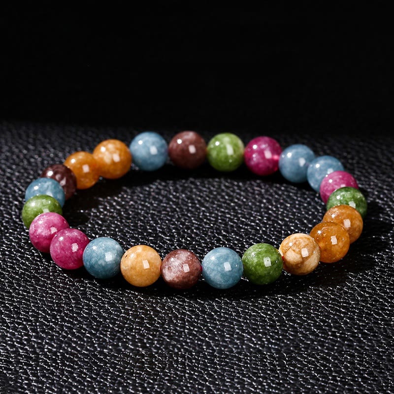 Bracelet positif en tourmaline multicolore Buddha Stones - Tourmaline (Tour de poignet : 14-16 cm) - 10 mm - image 0