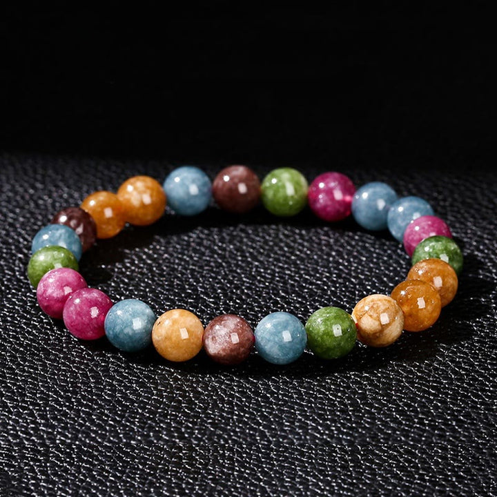 Bracelet positif en tourmaline multicolore Buddha Stones - Tourmaline (Tour de poignet : 14-16 cm) - 10 mm - image 0