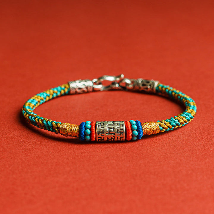 Bracelet Focus en argent 925 avec six mots vrais et Buddha Stones