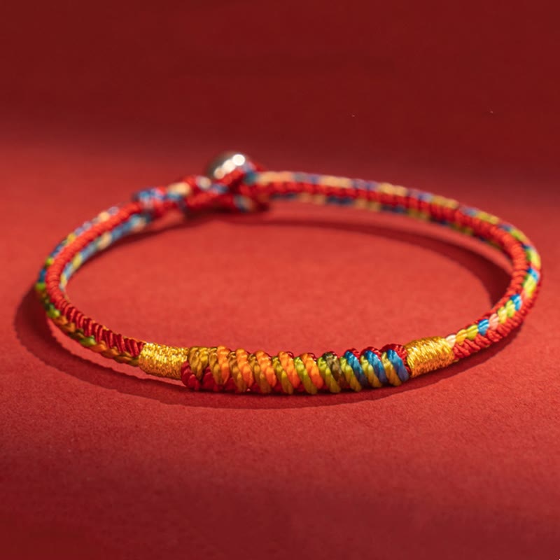 Bracelet de protection en argent sterling 925 avec boucle en alliage de pierres de Buddha Stones multicolores et cordon rouge - Boucle en argent sterling 925 - 19 cm - image 0