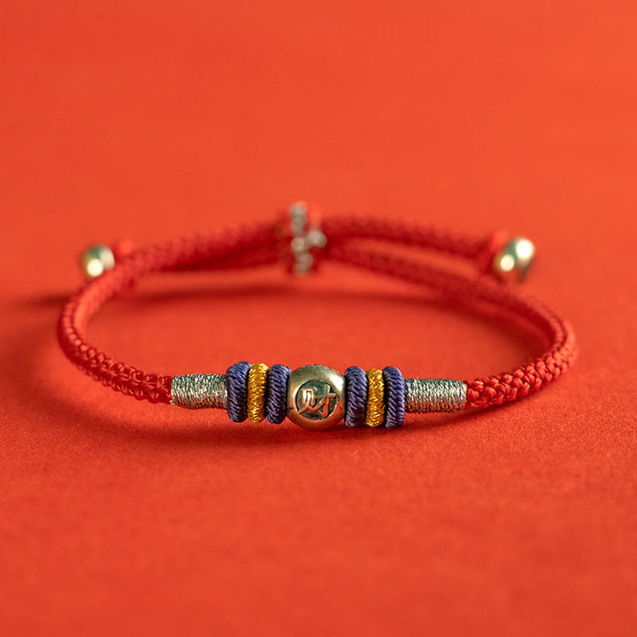 Bracelet de protection en fil rouge avec Buddha Stones et caractères chinois