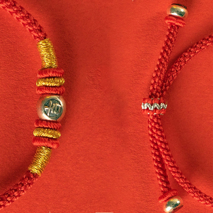 Bracelet de protection en fil rouge avec Buddha Stones et caractères chinois