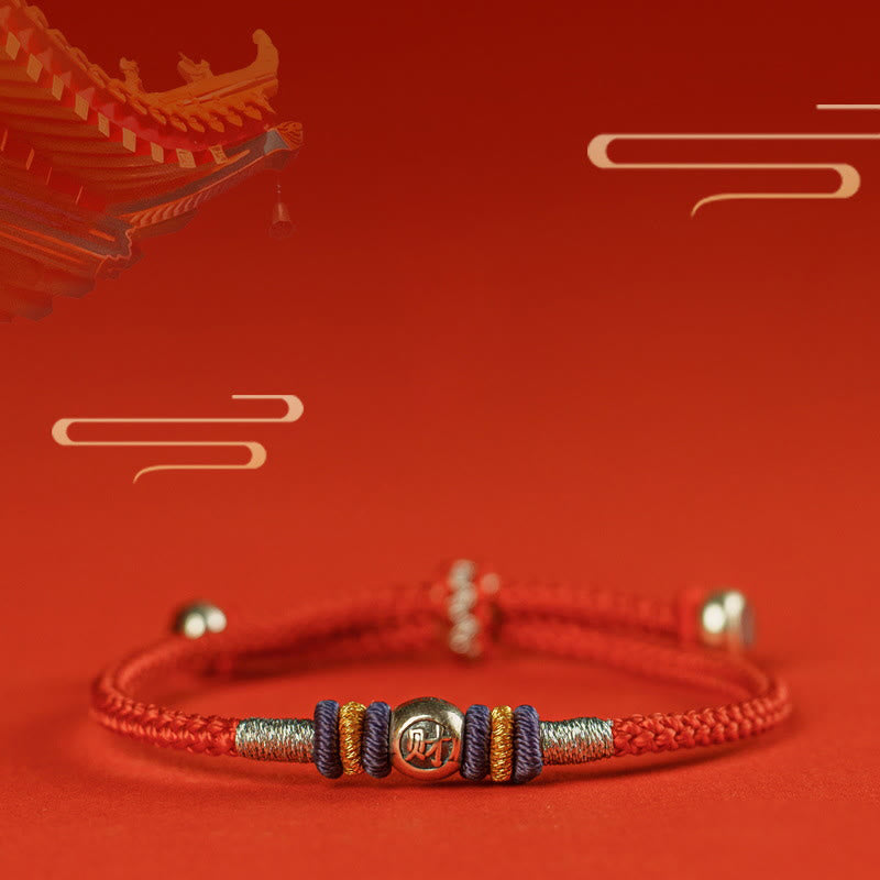 Bracelet de protection en fil rouge avec Buddha Stones et caractères chinois