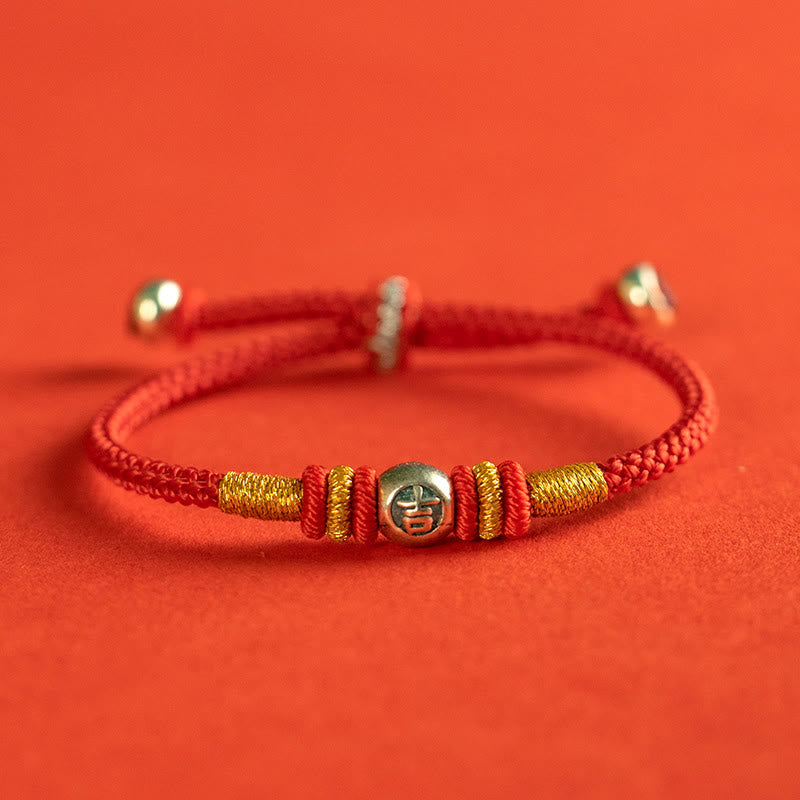 Bracelet de protection en fil rouge avec Buddha Stones et caractères chinois