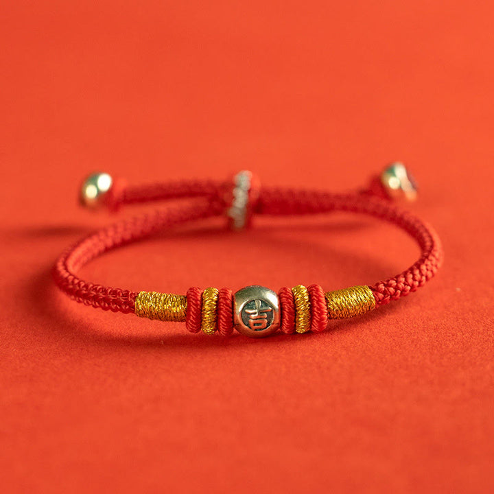 Bracelet de protection en fil rouge avec Buddha Stones et caractères chinois