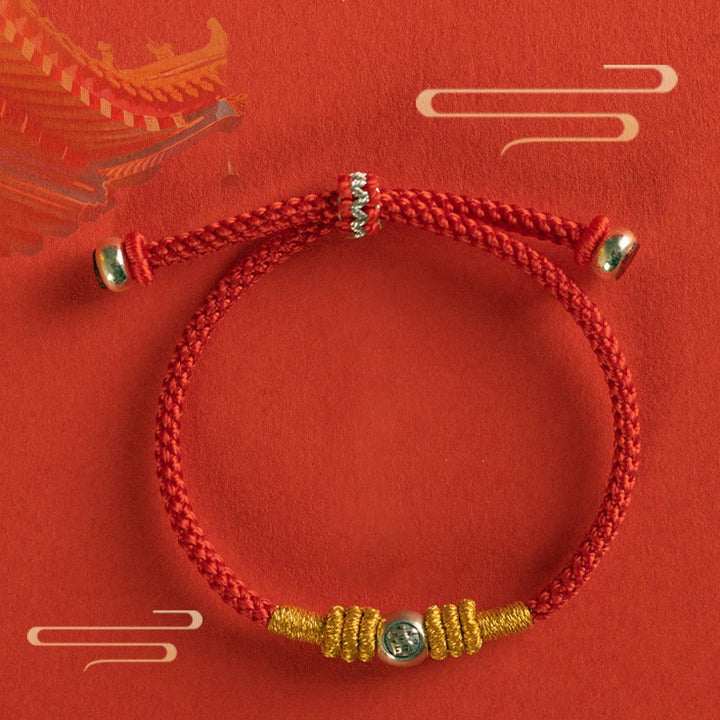 Bracelet de protection en fil rouge avec Buddha Stones et caractères chinois