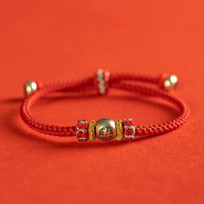 Bracelet de protection en fil rouge avec Buddha Stones et caractères chinois