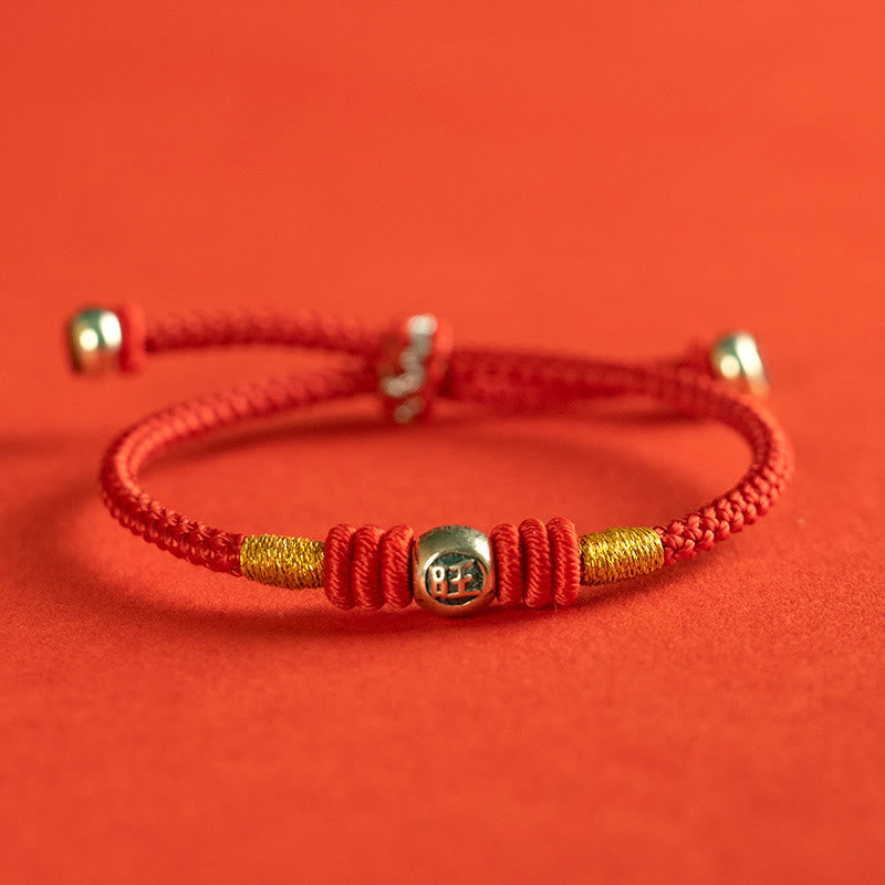 Bracelet de protection en fil rouge avec Buddha Stones et caractères chinois