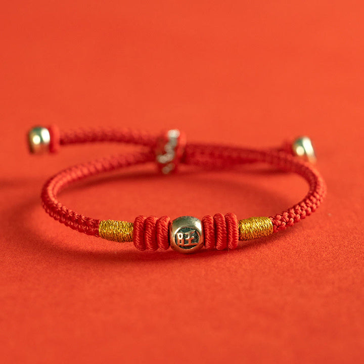 Bracelet de protection en fil rouge avec Buddha Stones et caractères chinois