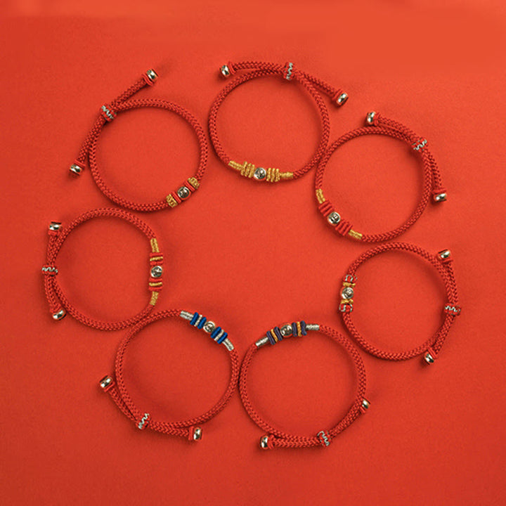 Bracelet de protection en fil rouge avec Buddha Stones et caractères chinois