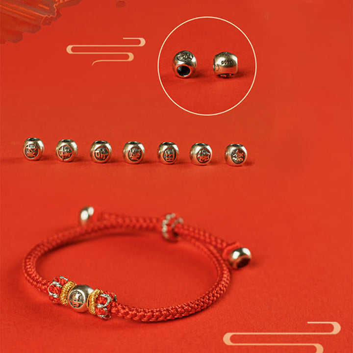Bracelet de protection en fil rouge avec Buddha Stones et caractères chinois
