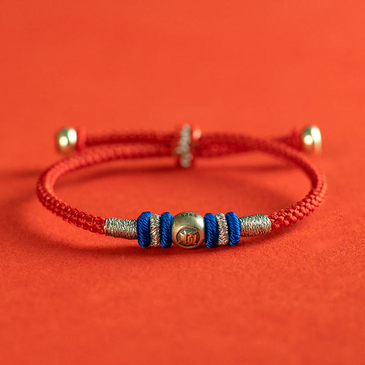 Bracelet de protection en fil rouge avec Buddha Stones et caractères chinois