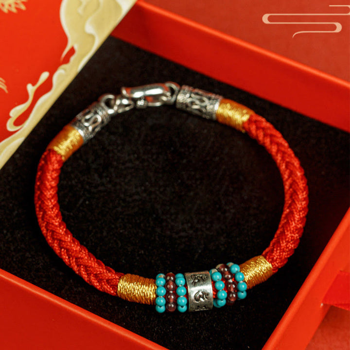 Bracelet de connexion en argent sterling 925 avec six mots vrais et fil rouge et fil noir Buddha Stones - image 4