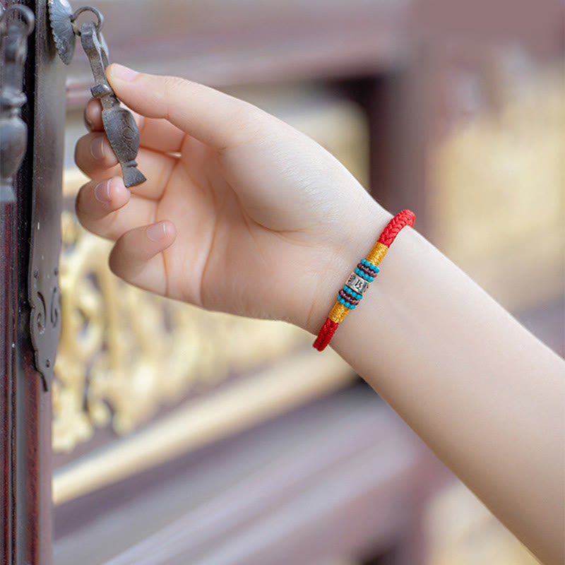 Bracelet de connexion en argent sterling 925 avec six mots vrais et fil rouge et fil noir Buddha Stones - image 12