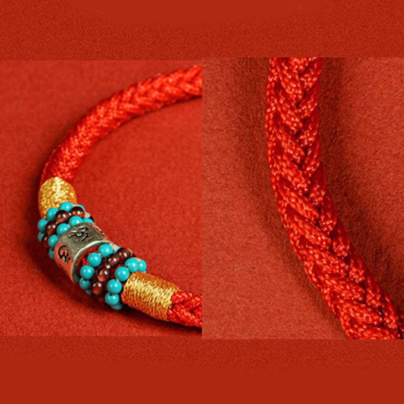 Bracelet de connexion en argent sterling 925 avec six mots vrais et fil rouge et fil noir Buddha Stones - image 15