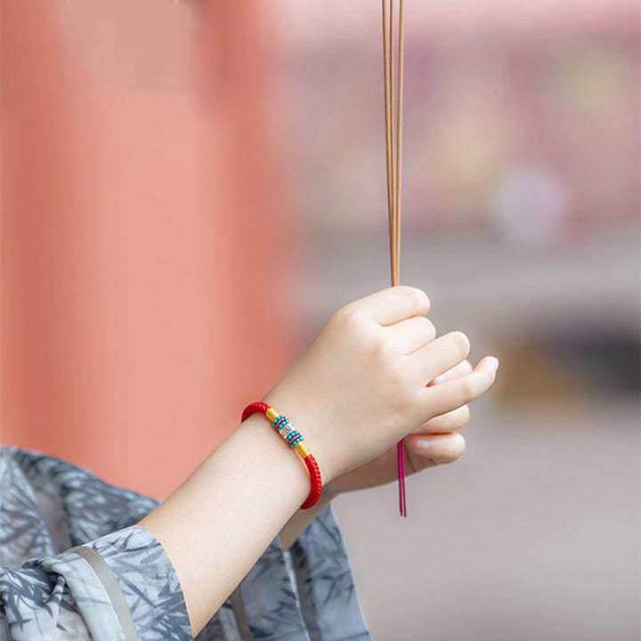 Bracelet de connexion en argent sterling 925 avec six mots vrais et fil rouge et fil noir Buddha Stones - image 10