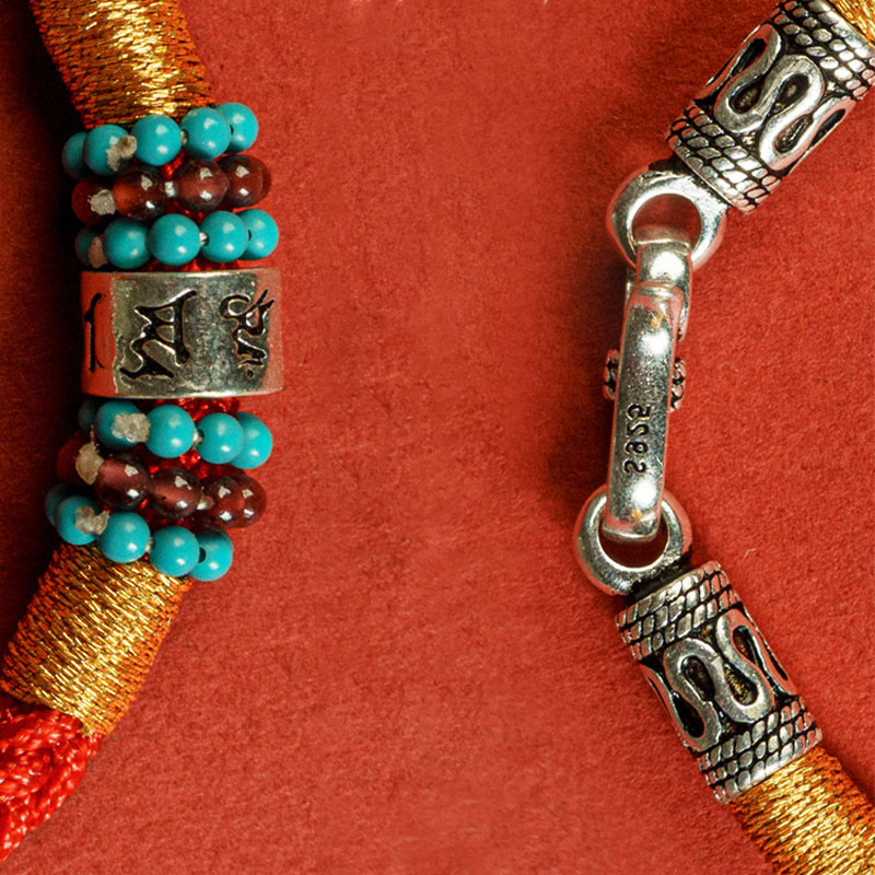 Bracelet de connexion en argent sterling 925 avec six mots vrais et fil rouge et fil noir Buddha Stones - image 18