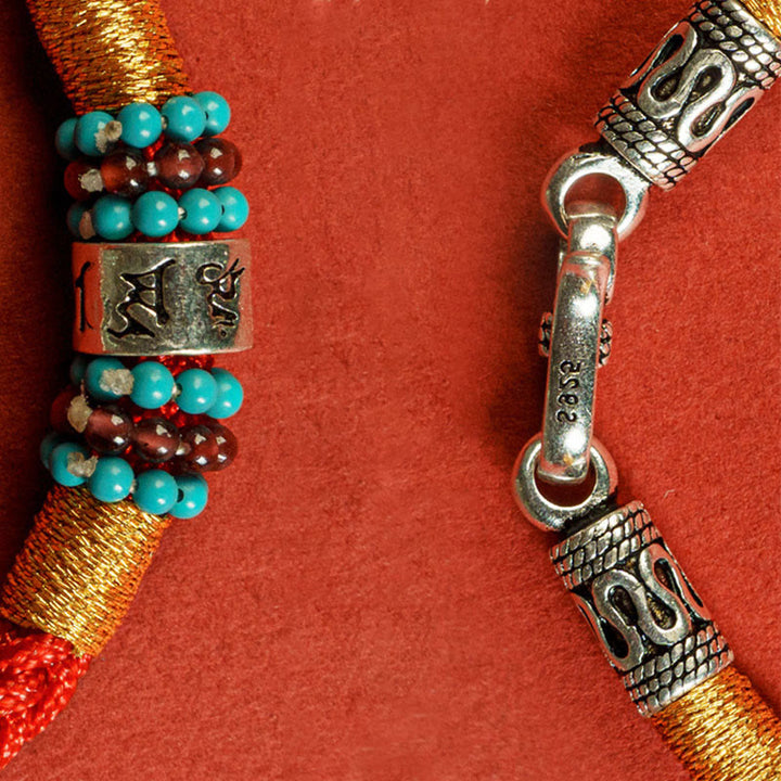 Bracelet de connexion en argent sterling 925 avec six mots vrais et fil rouge et fil noir Buddha Stones - image 18