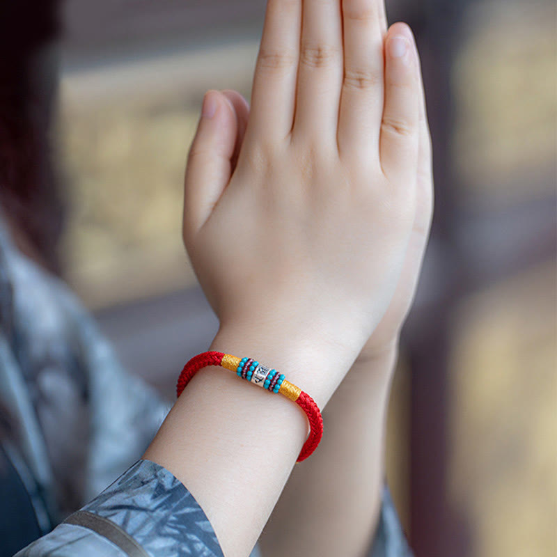 Bracelet de connexion en argent sterling 925 avec six mots vrais et fil rouge et fil noir Buddha Stones - image 11