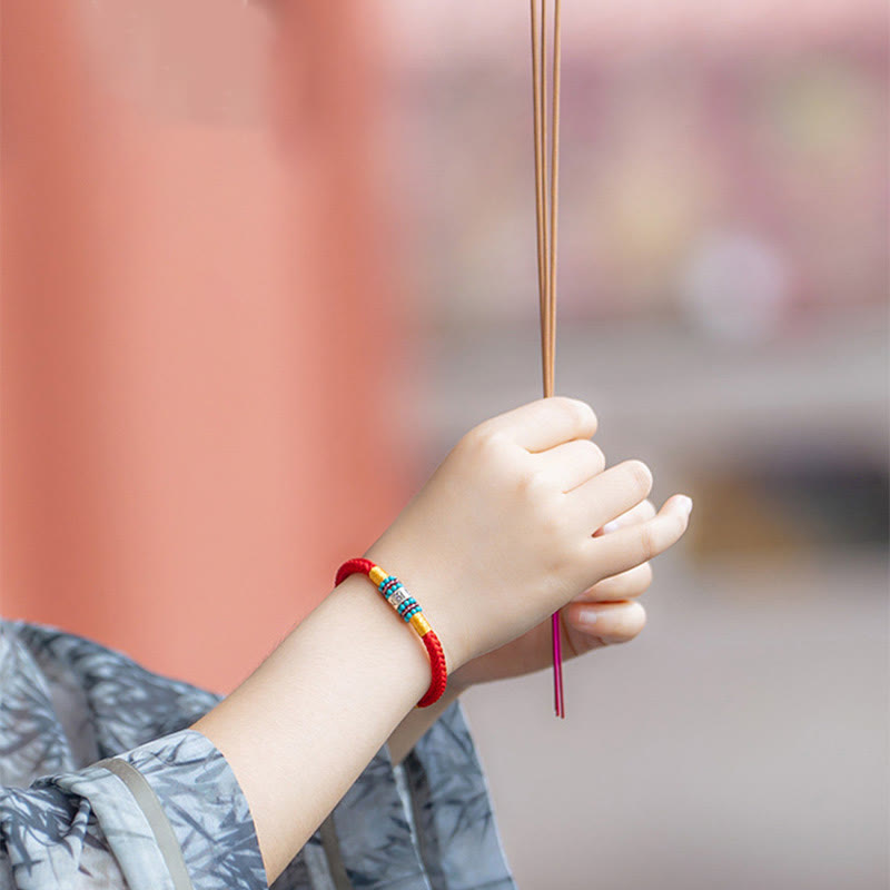 Bracelet de connexion en argent sterling 925 avec six mots vrais et fil rouge et fil noir Buddha Stones - image 10