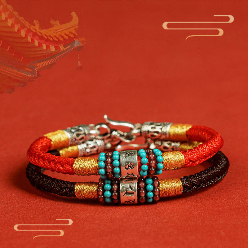 Bracelet de connexion en argent sterling 925 avec six mots vrais et fil rouge et fil noir Buddha Stones - image 14