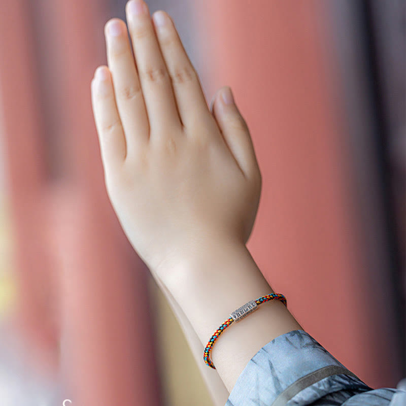 Bracelet porte-bonheur en argent sterling 925 avec six mots vrais et fil rouge et fil noir Buddha Stones - image 3