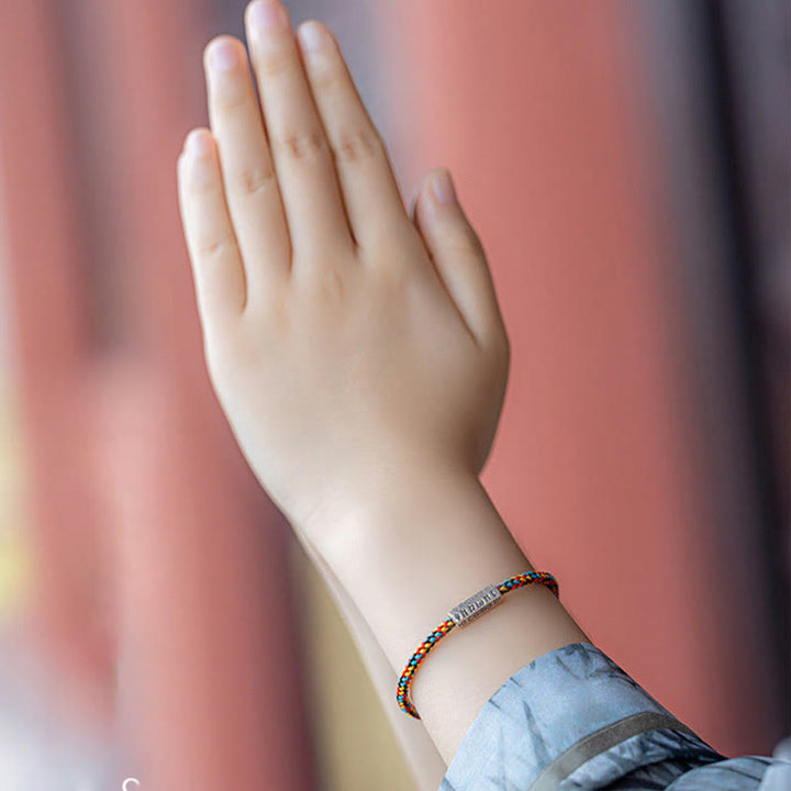 Bracelet porte-bonheur en argent sterling 925 avec six mots vrais et fil rouge et fil noir Buddha Stones - image 3