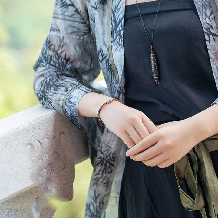 Bracelet porte-bonheur en argent sterling 925 avec six mots vrais et fil rouge et fil noir Buddha Stones - image 9