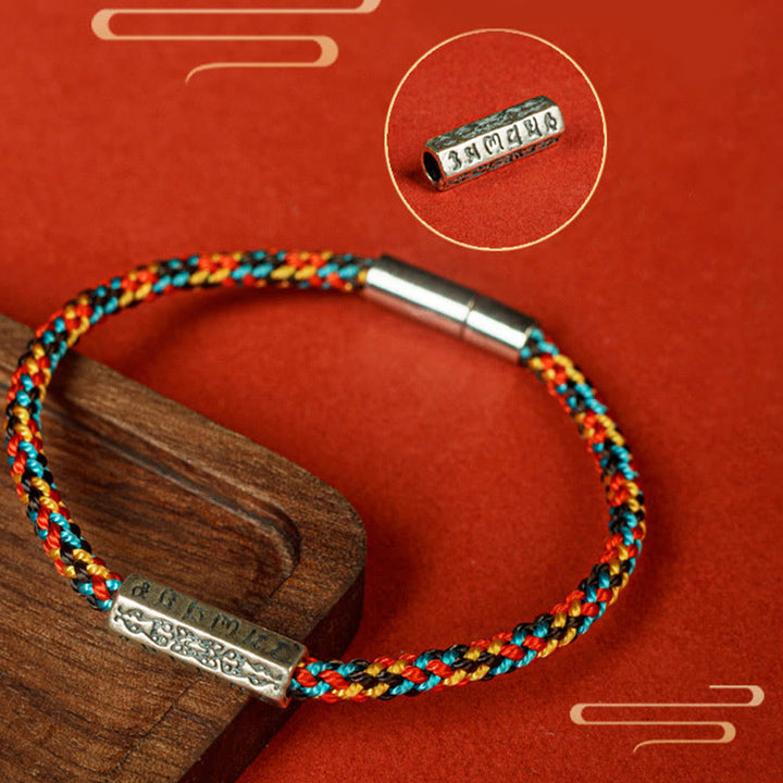 Bracelet porte-bonheur en argent sterling 925 avec six mots vrais et fil rouge et fil noir Buddha Stones - image 12