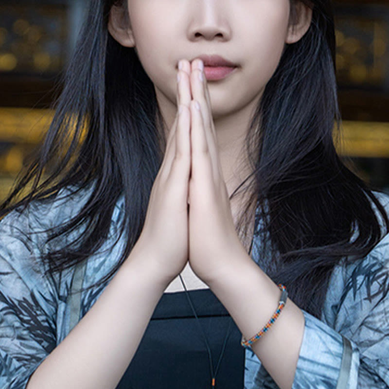 Bracelet porte-bonheur en argent sterling 925 avec six mots vrais et fil rouge et fil noir Buddha Stones - image 4