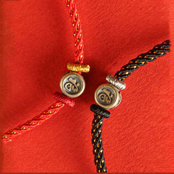 Bracelet tressé en argent sterling 925 Buddha Stones et personnage de la foi Fu