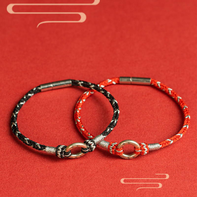 Bracelet porte-bonheur en argent sterling 925 avec cordon rouge et Buddha Stones