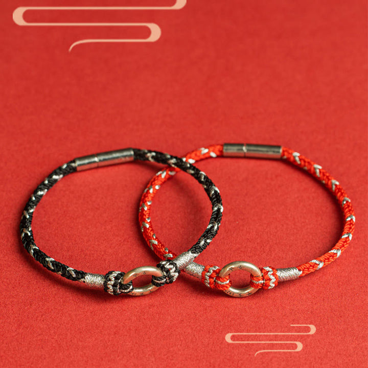Bracelet porte-bonheur en argent sterling 925 avec cordon rouge et Buddha Stones