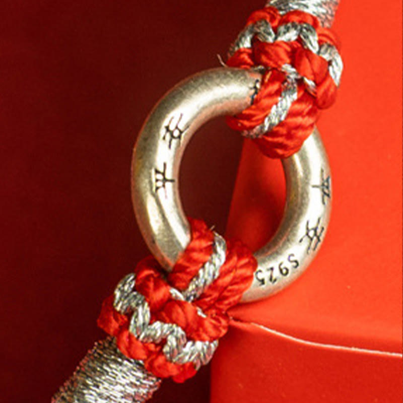 Bracelet porte-bonheur en argent sterling 925 avec cordon rouge et Buddha Stones - image 3