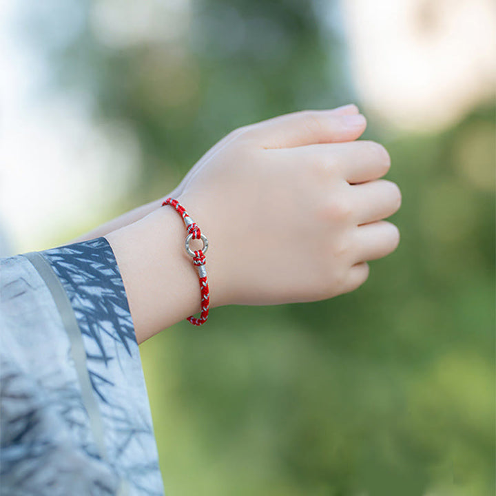 Bracelet porte-bonheur en argent sterling 925 avec cordon rouge et Buddha Stones