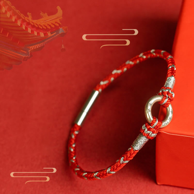 Bracelet porte-bonheur en argent sterling 925 avec cordon rouge et Buddha Stones - image 0