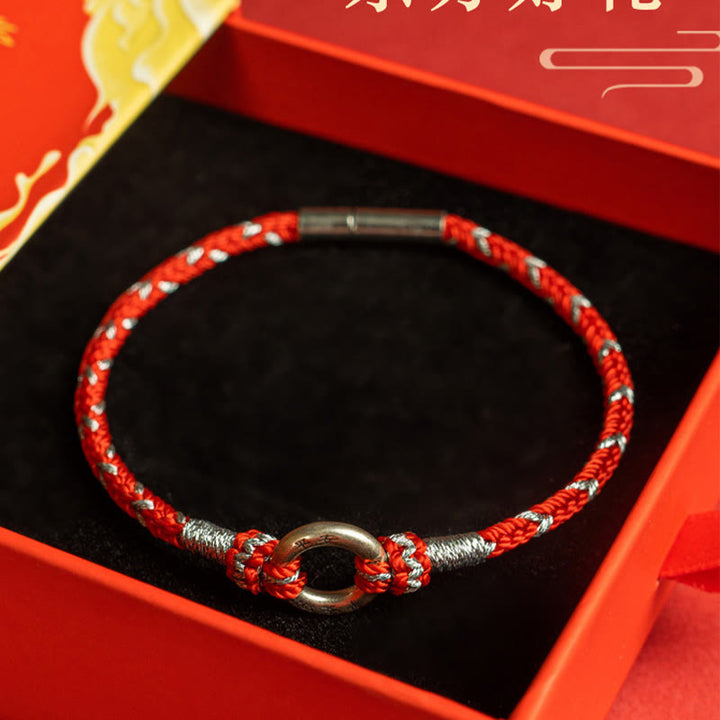 Bracelet porte-bonheur en argent sterling 925 avec cordon rouge et Buddha Stones