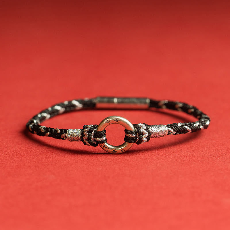 Bracelet porte-bonheur en argent sterling 925 avec cordon rouge et Buddha Stones - Noir - 19 cm - image 2