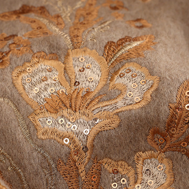 Châle en laine avec Buddha Stones, fleur rouge, paillettes dorées, broderie, pompon, écharpe de voyage confortable pour l'hiver - image 9